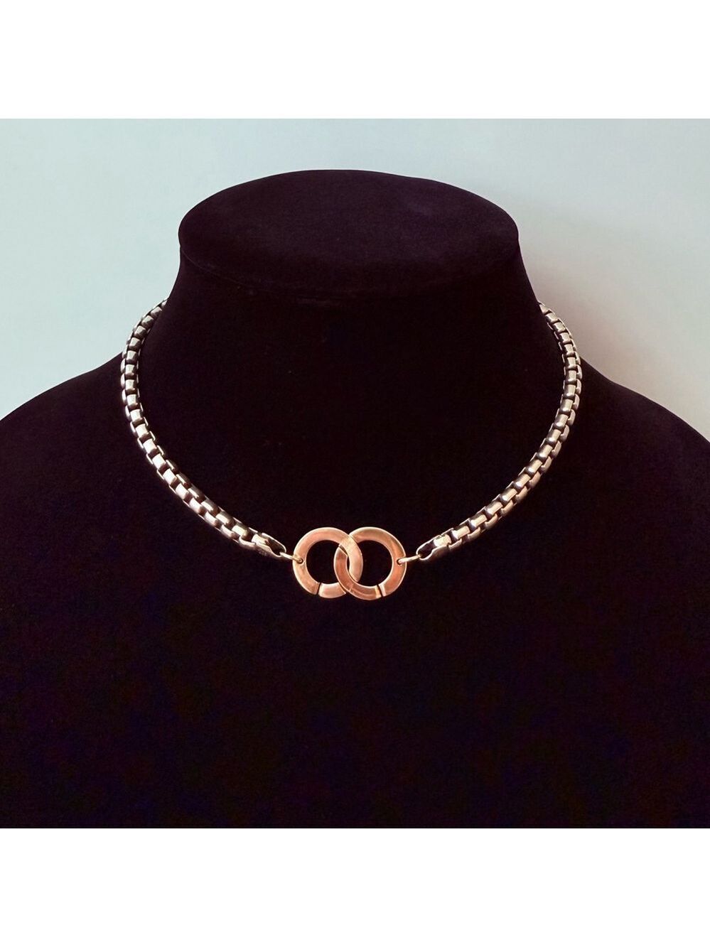 Box Chain 5.5mm 925 Sterling Silver Interlocking Circles Fine Necklace Italy